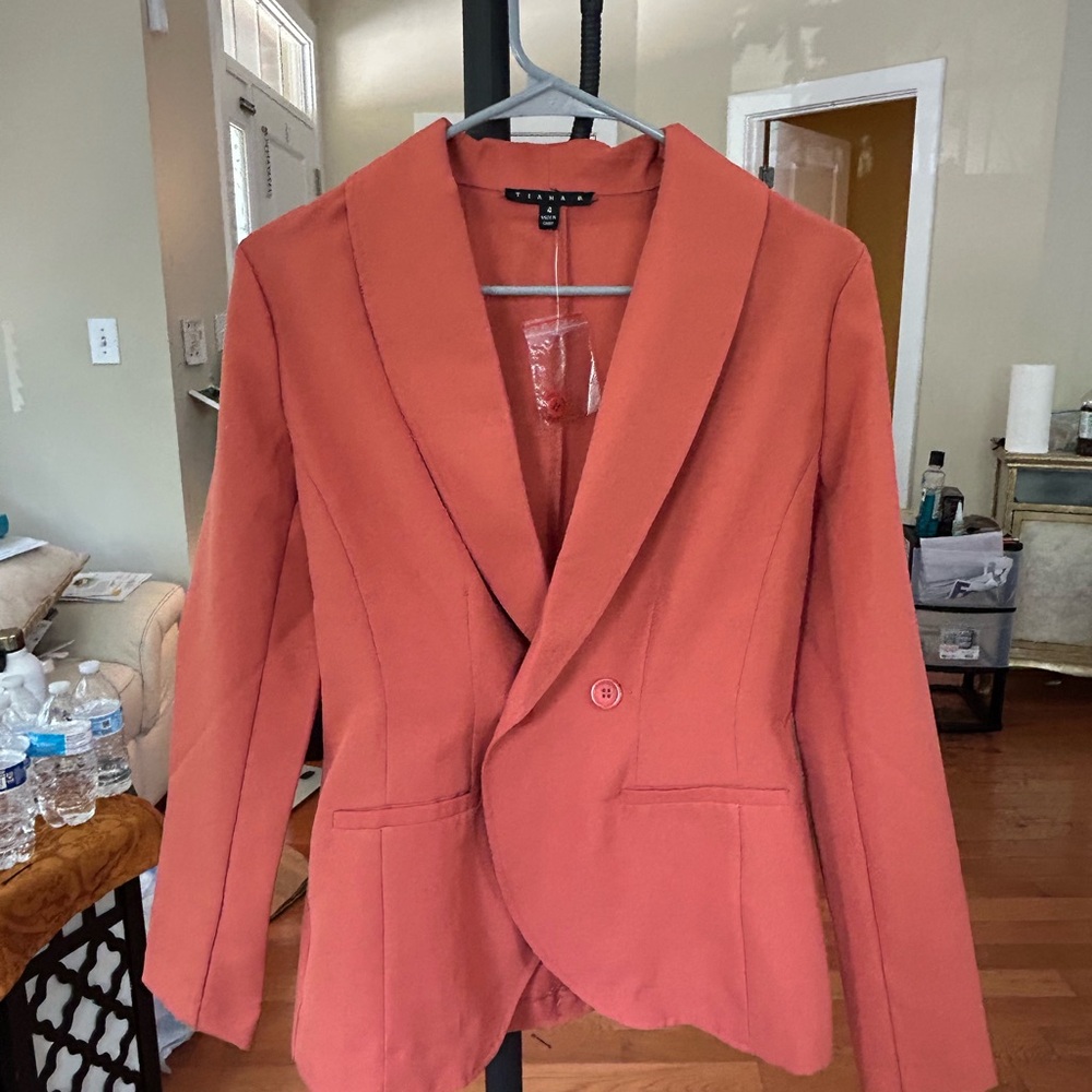 Tiana B Orange Blazer Tailored Suit Jacket